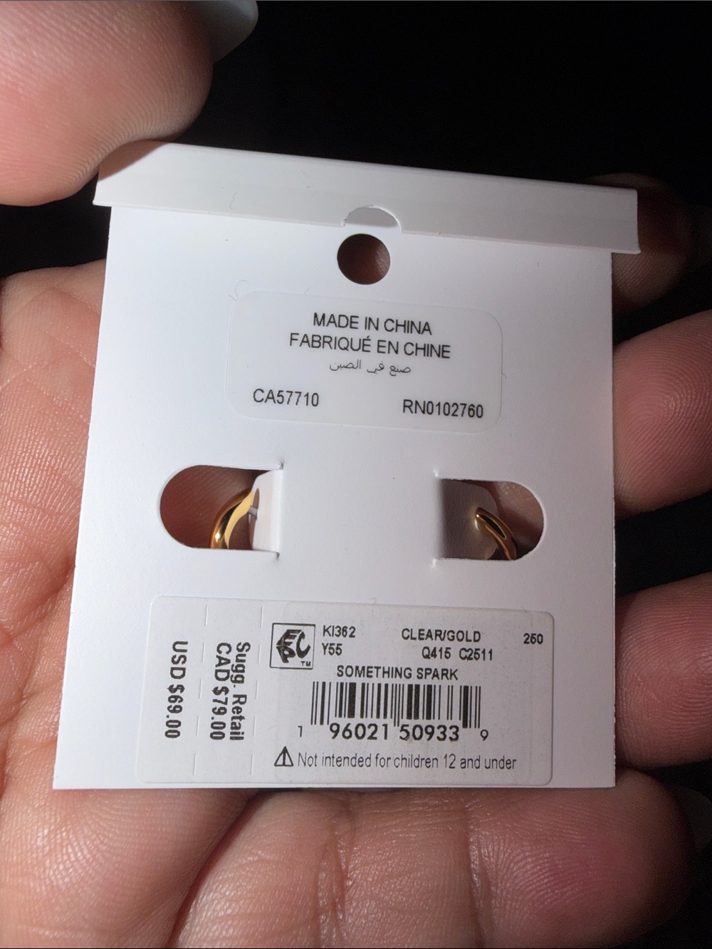 Kate Spade Gold Heart Triple Crystal Huggie Earrings - NWT - Picture 5 of 5